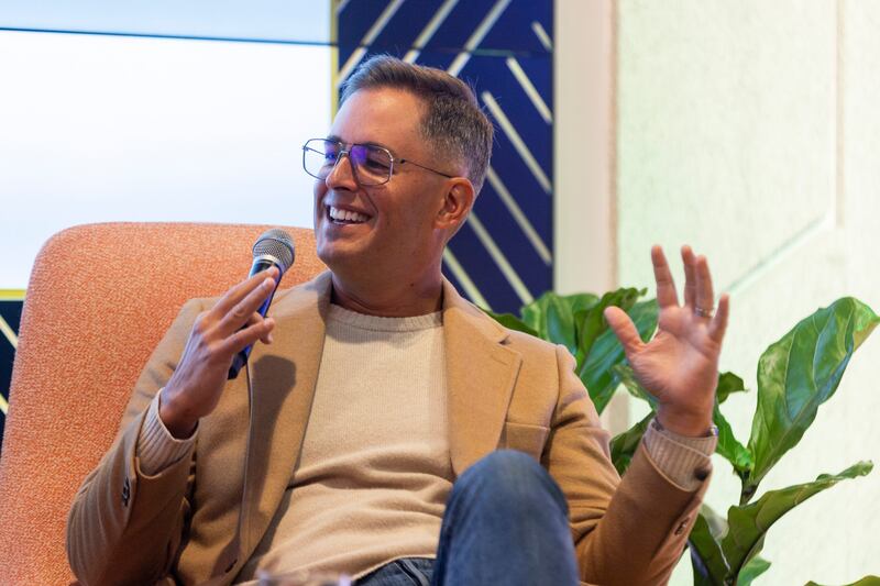 Aaron Skonnard, co-founder and CEO of Pluralsight, speaks at Utah Business's Founder Friday Series at Kiln SLC in Salt Lake City on Friday, April 19, 2024. | Photo by Marielle Scott, Deseret News