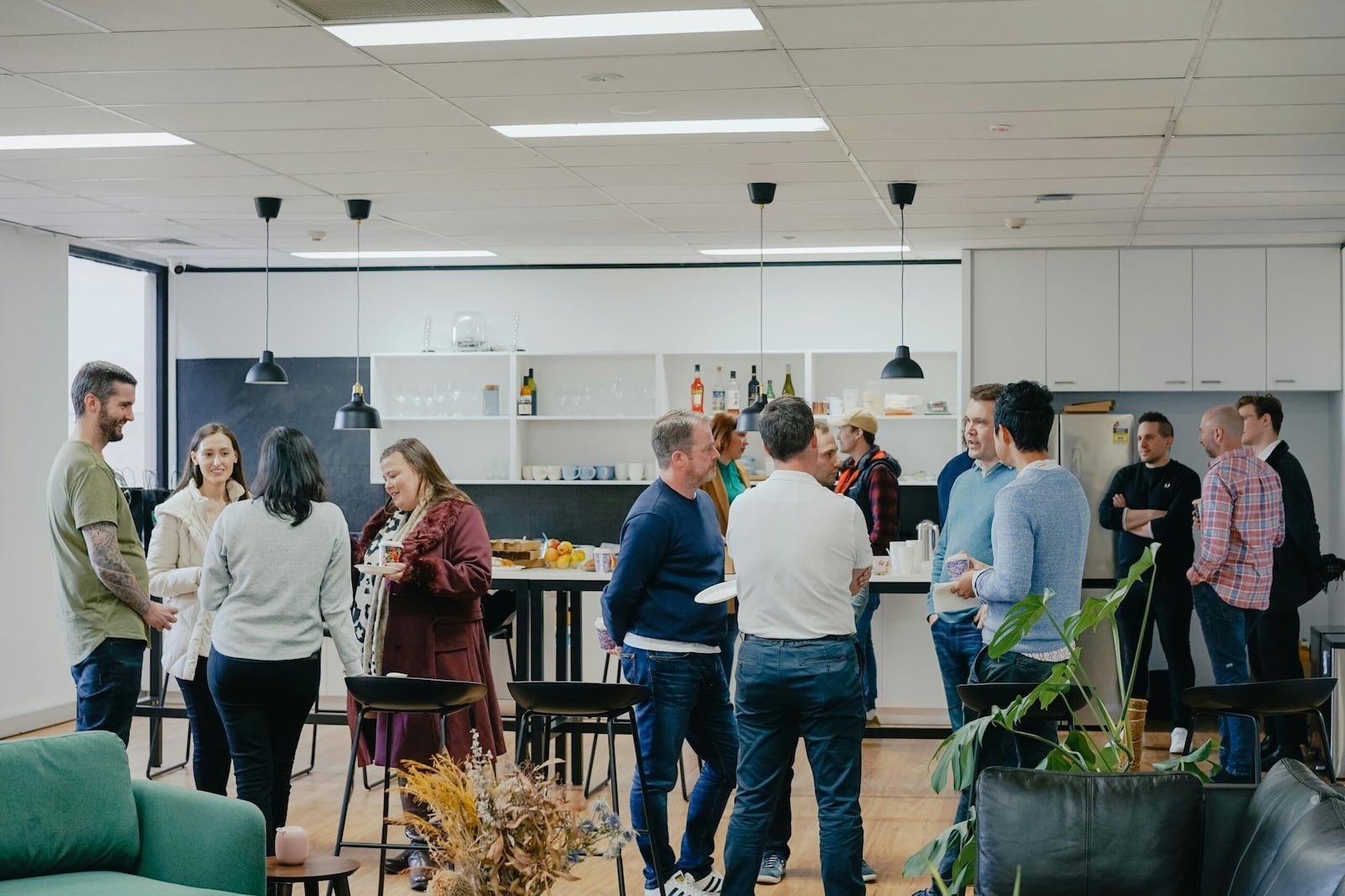 People mingling at an event.