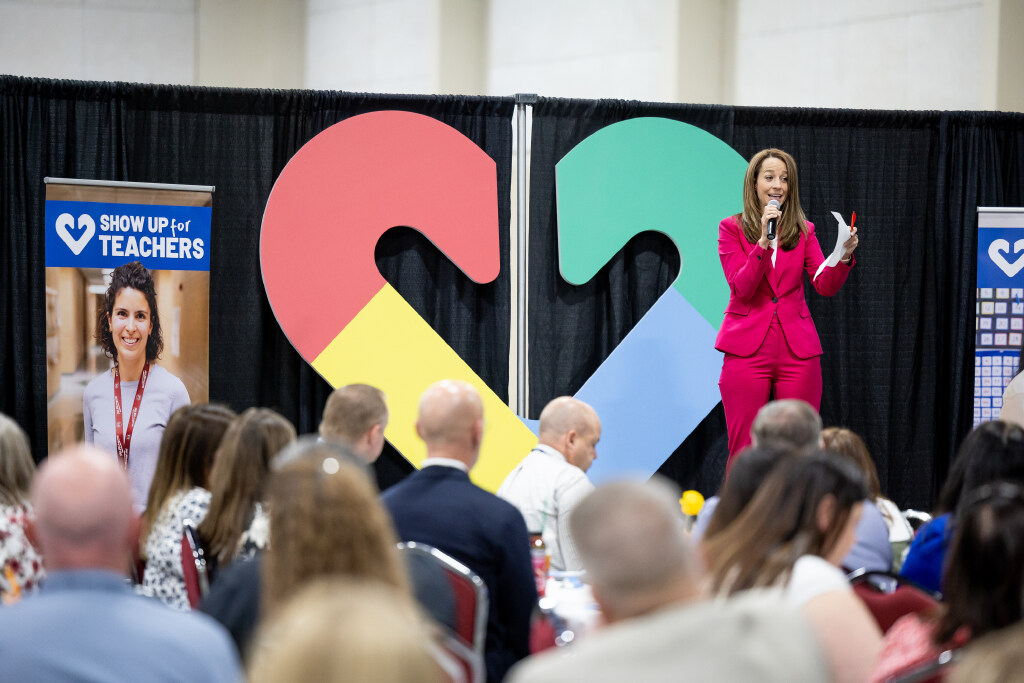 Utah first lady Abby Cox speaks at the Show Up for Teachers Conference. | Photo by Spenser Heaps, Deseret News