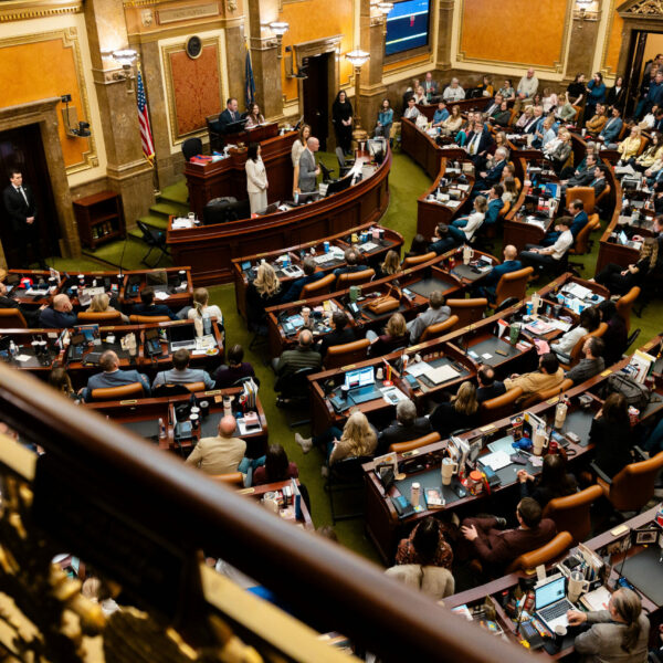 Utah Gov. Spencer Cox addresses the Utah House of Representatives in the house chamber as they conclude the 2024 legislative session on Saturday, March 2, 2024. | Photo by Megan Nielsen, Deseret News